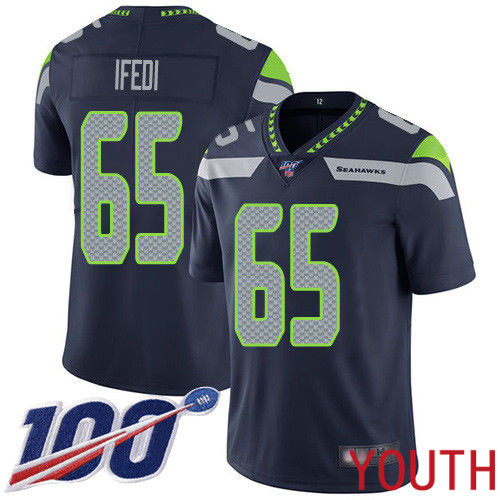 Seattle Seahawks Limited Navy Blue Youth Germain Ifedi Home Jersey NFL Football #65 100th Season Vapor Untouchable